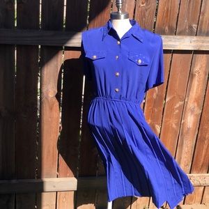 Vintage Leslie Fat dress sz12p NO Belt blue/purple